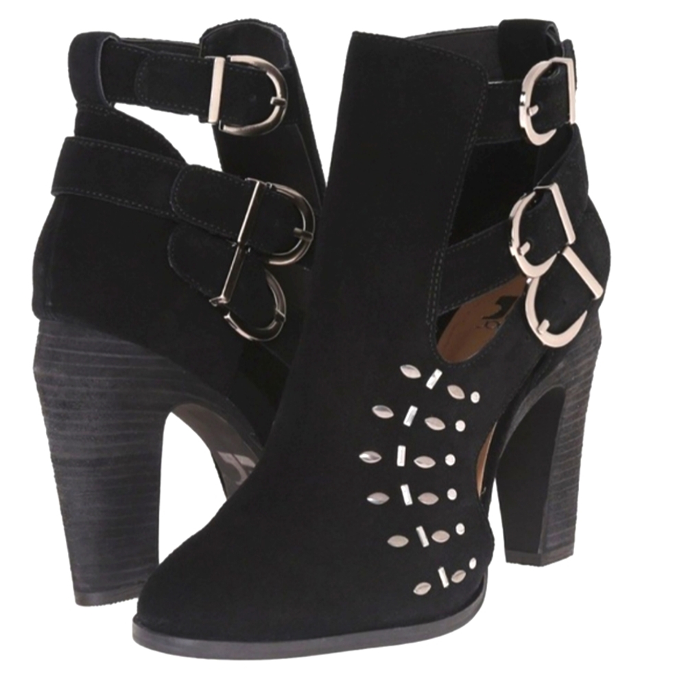 Joes jeans Kicks studded black cutout triple buckle ankle boots women's size 8.5